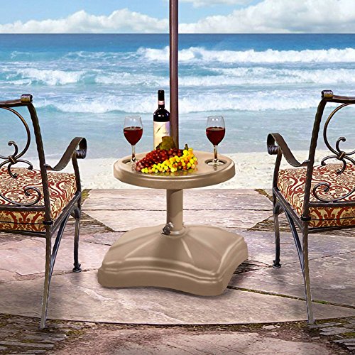 Shademobile RU226250 Rolling Umbrella Stand and Accessory Table Bronze