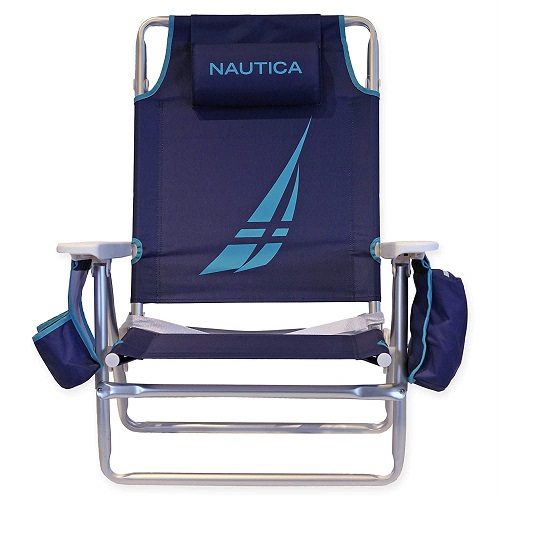 Nautica Ntbc18t 5 Position Beach Chair Racer Blue Vip Outlet