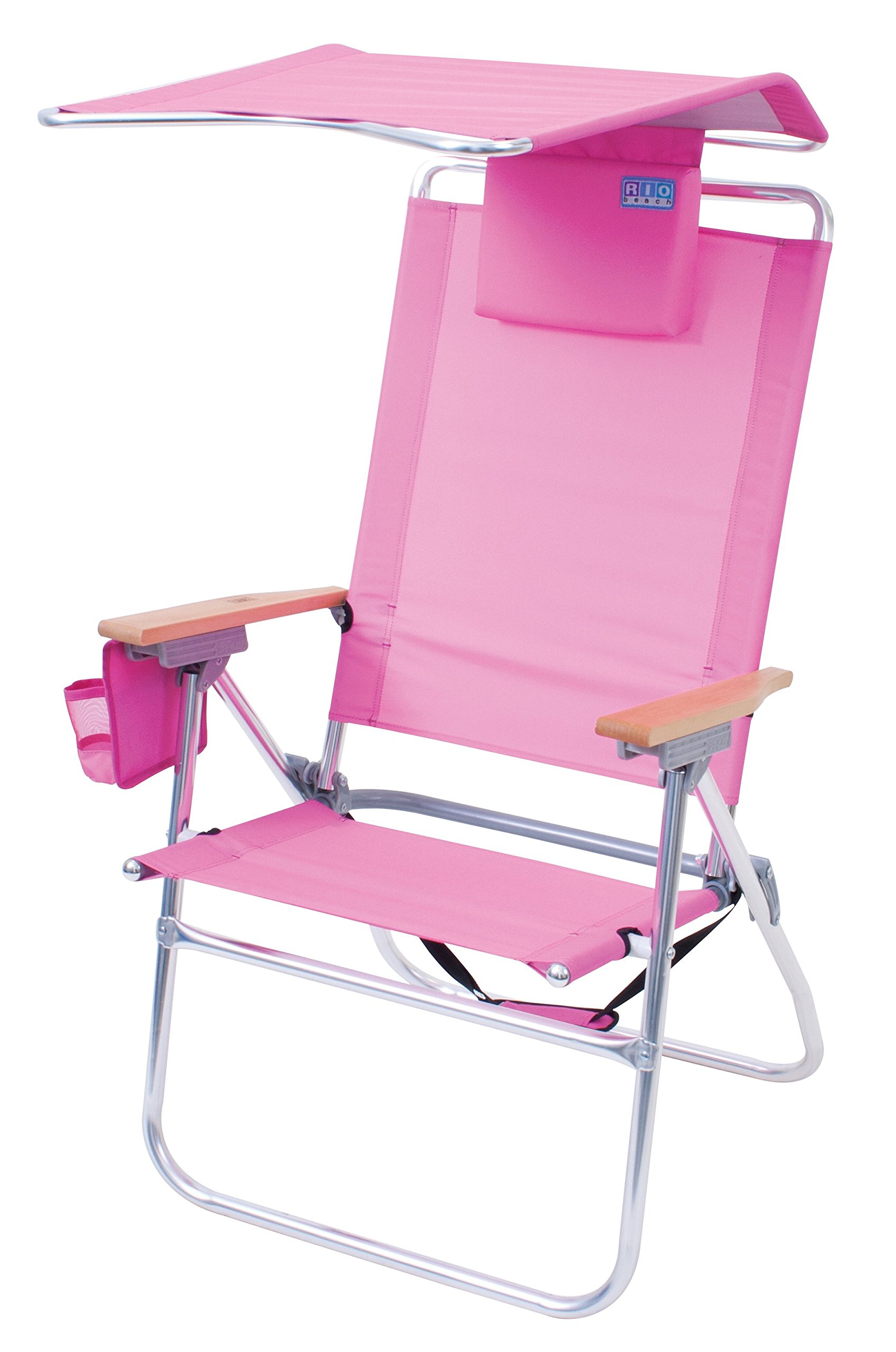 pink beach chair with canopy