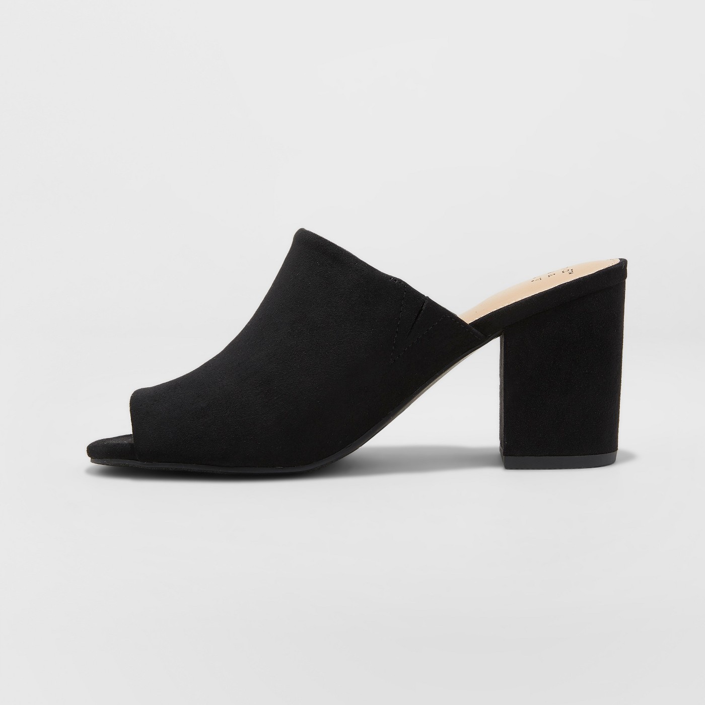 block heel mules black