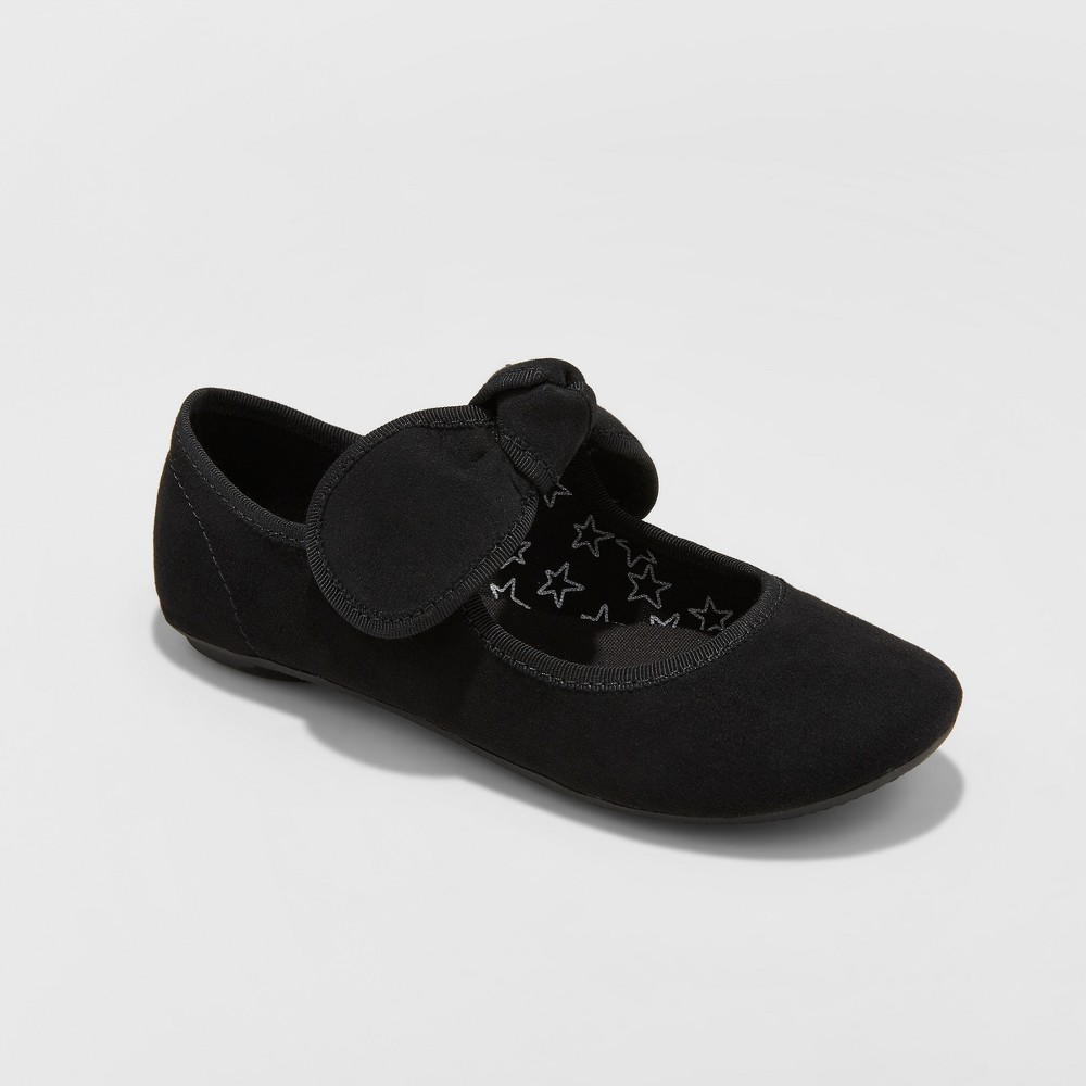 Black *Cat & Jack Girls' Jaya Wide Bow Slip On Mary Jane Flat Shoes 