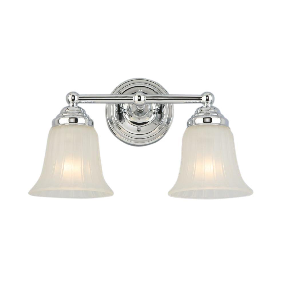 Hampton Bay Isr1392a 2 2 Light Chrome Vanity Light With Frosted Glass Shade Vip Outlet