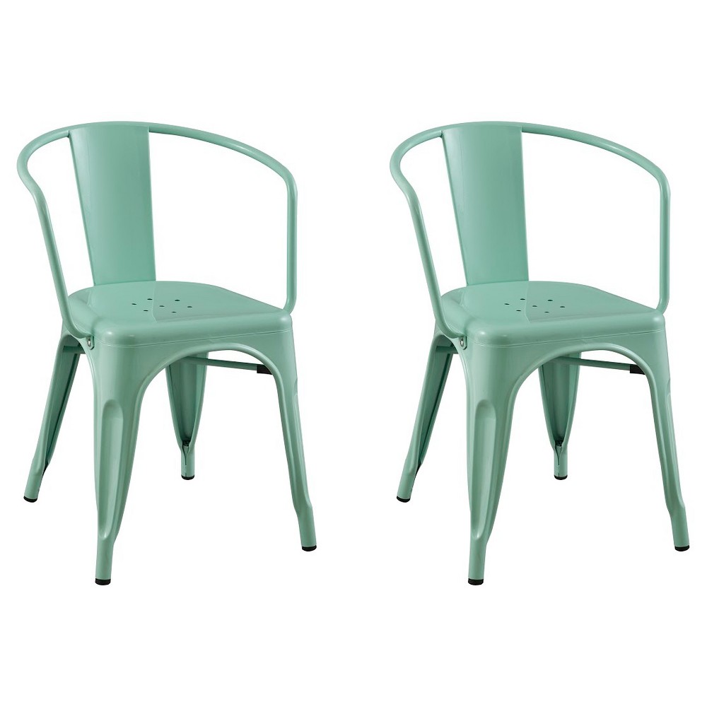 mint green metal chairs