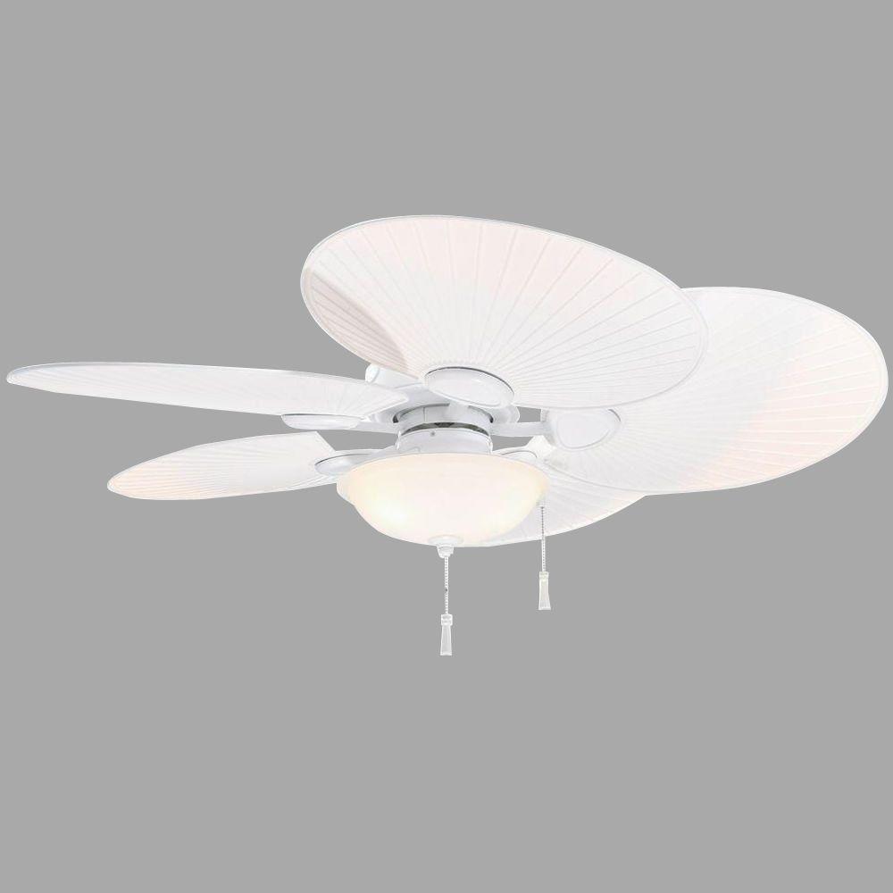LED Indoor/Outdoor Matte White Ceiling Fan with Light Hampton Bay Havana 48 in 