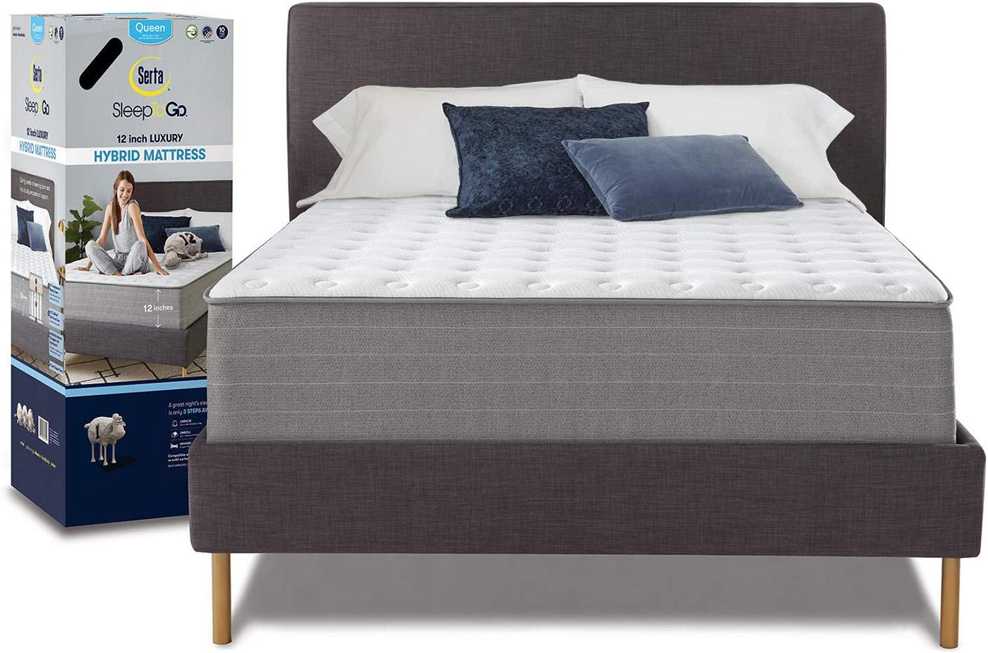 serta sleep to go 12 inch gel memory foam king