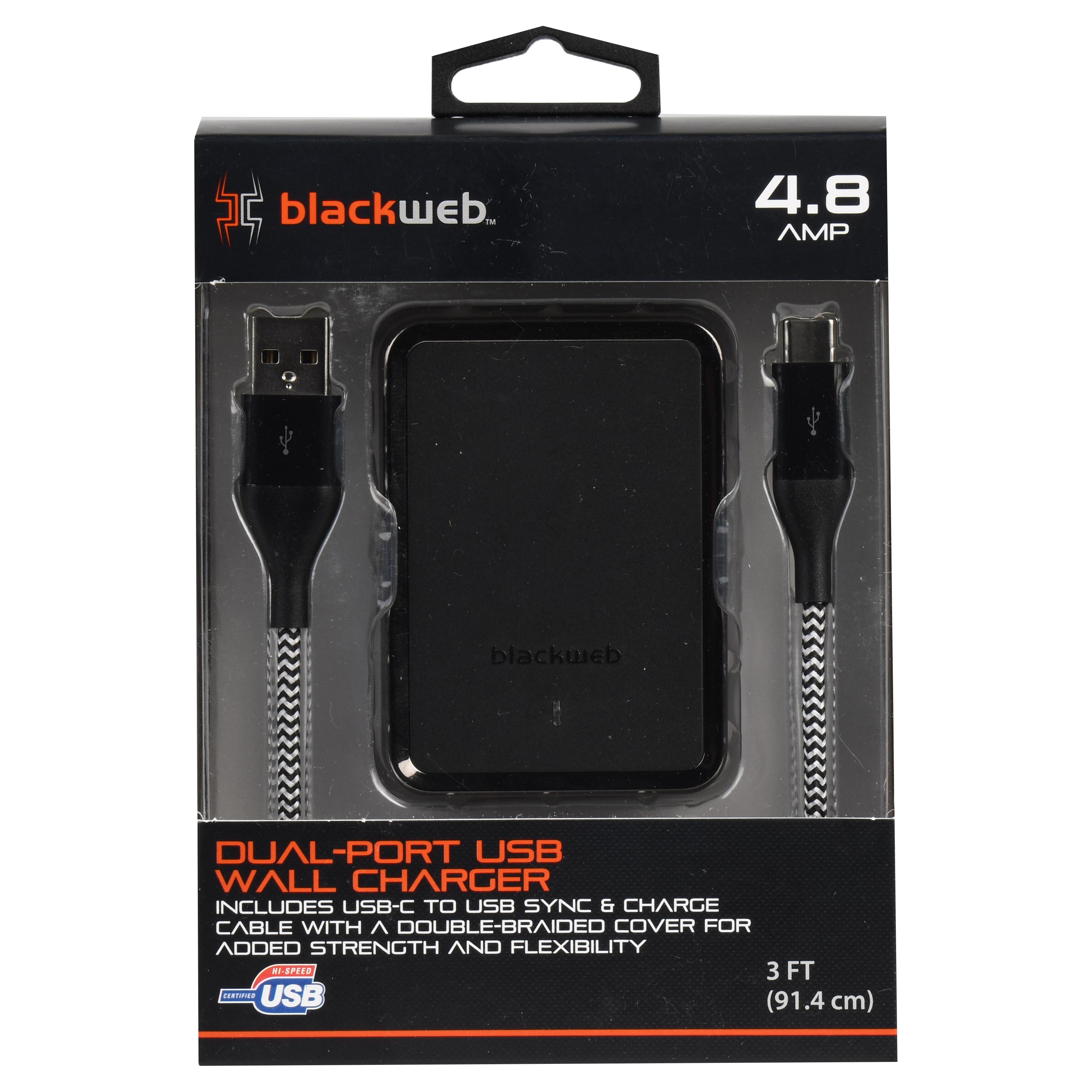 Blackweb BWA18WI046 Dual-Port USB Wall Charger, 3