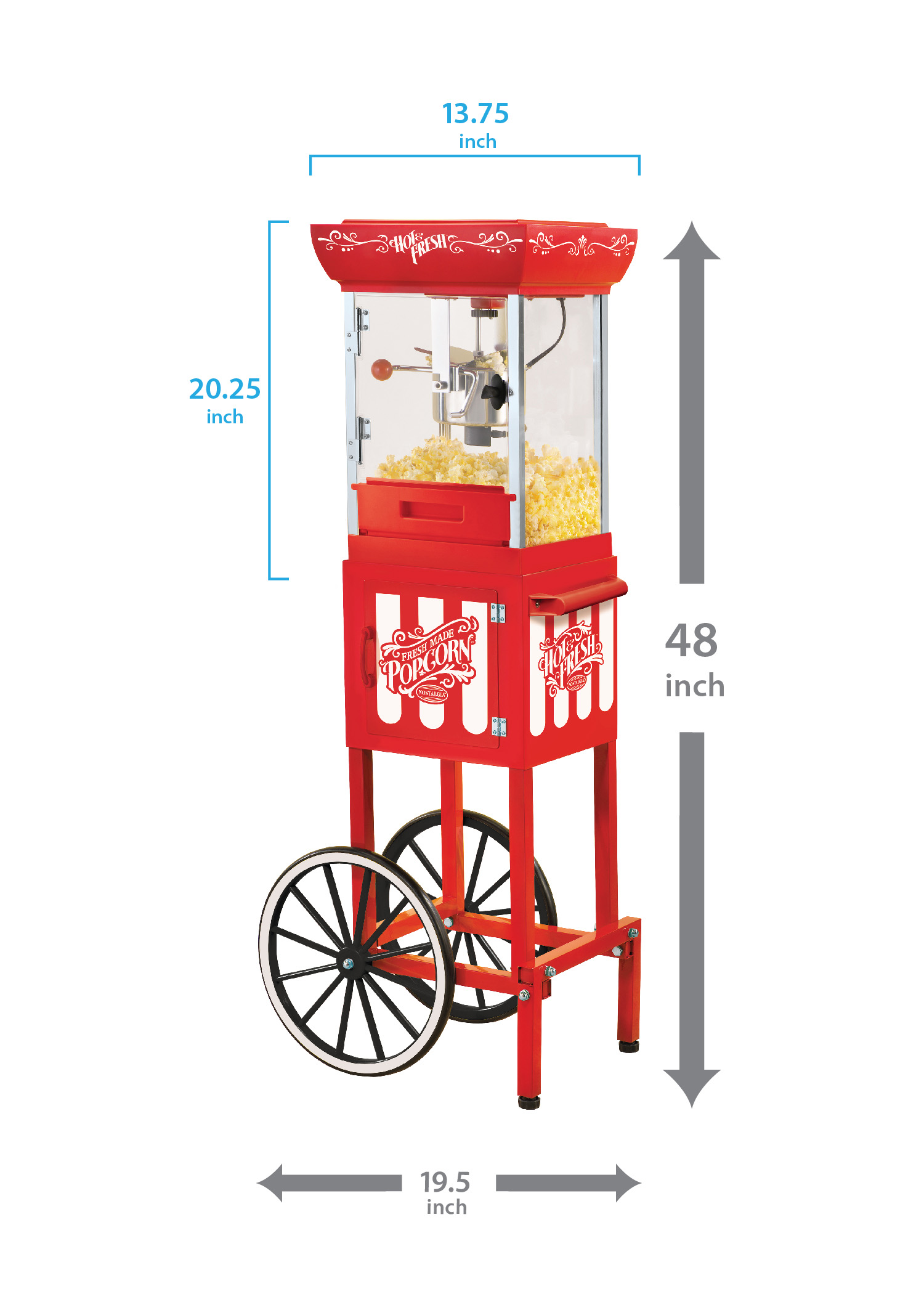 48 Inches Tall Nostalgia CCP399 2.5-Ounce Popcorn Cart 