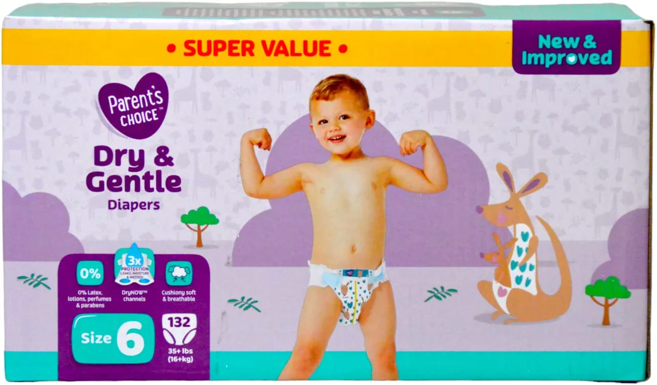 Parent's Choice Dry & Gentle Diapers 144 ct 2 - VIP Outlet