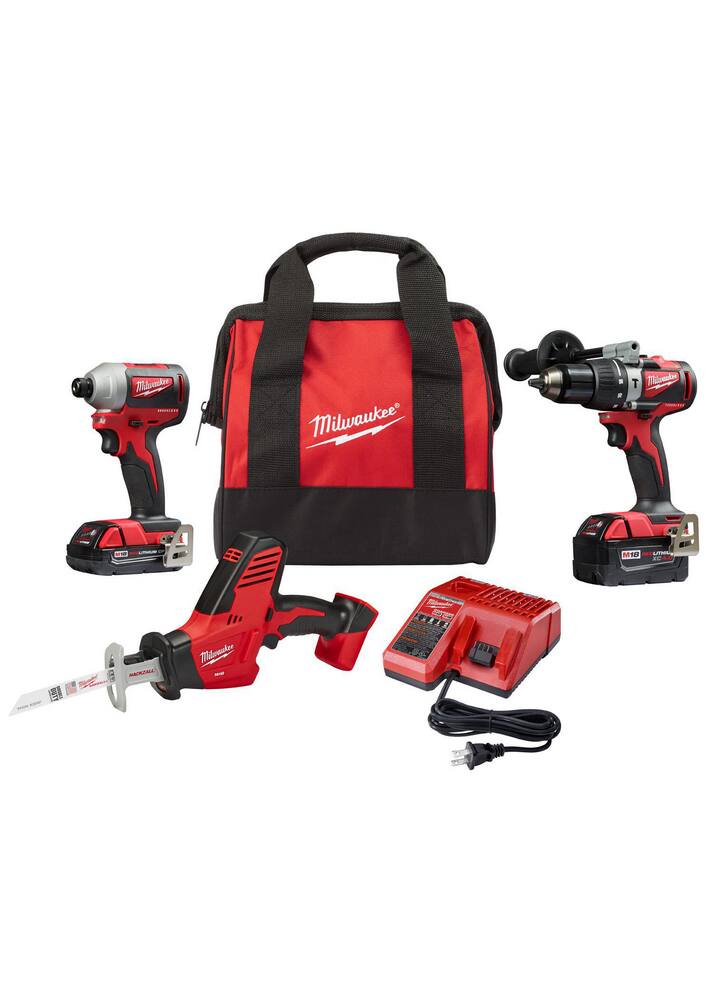 Milwaukee 2799-22CXP M18 Combo Kit 18-Volt Lithium-Ion Cordless Compact  Brushless Hammer Drill Impact Combo Kit VIP Outlet